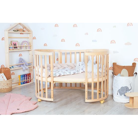 Oválná roustoucí postýlka Ruby 7v1 - přírodní