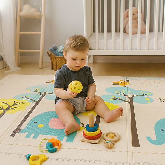 Pěnová podložka pro děti 200x150 cm vzdělávací oboustranná skládací měřítko růstu abeceda ECOTOYS