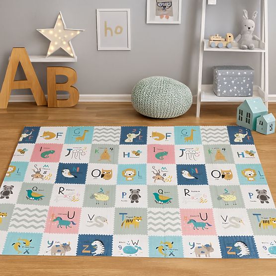 Pěnová podložka pro děti 200x150 cm vzdělávací oboustranná skládací měřítko růstu abeceda ECOTOYS