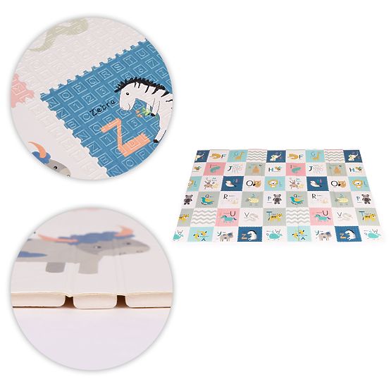 Pěnová podložka pro děti 200x150 cm vzdělávací oboustranná skládací měřítko růstu abeceda ECOTOYS