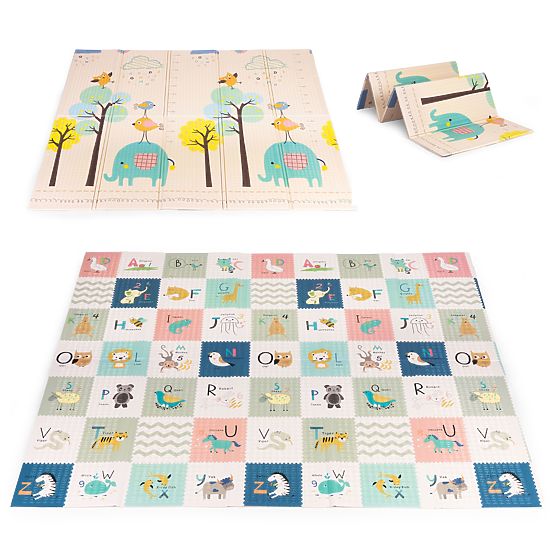 Pěnová podložka pro děti 200x180 cm vzdělávací oboustranná skládací měřítko růstu abeceda ECOTOYS