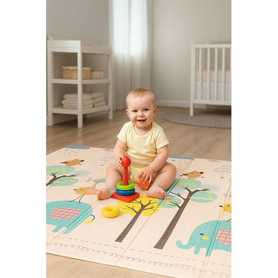 Pěnová podložka pro děti 200x180 cm vzdělávací oboustranná skládací měřítko růstu abeceda ECOTOYS