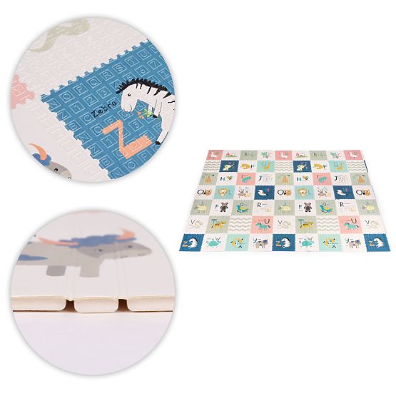 Pěnová podložka pro děti 200x180 cm vzdělávací oboustranná skládací měřítko růstu abeceda ECOTOYS