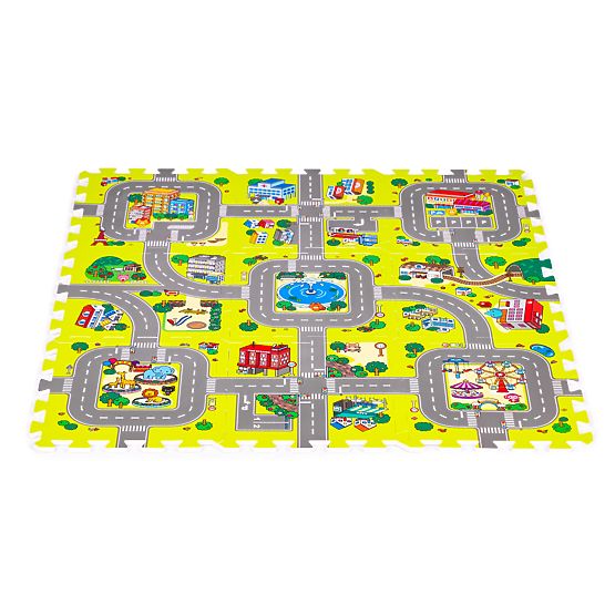 Pěnová podložka pro děti město 9 dílů 90,5x90,5 cm IPLAY