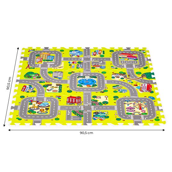 Pěnová podložka pro děti město 9 dílů 90,5x90,5 cm IPLAY