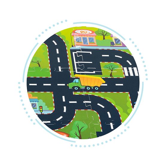 Pěnová podložka pro děti puzzle město ulice silnice IPLAY