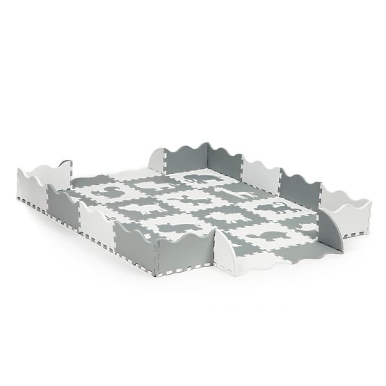 Pěnová podložka - puzzle šedo-bílé