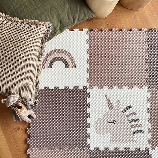 Pěnové puzzle 9 dílů - jednorožec a duha