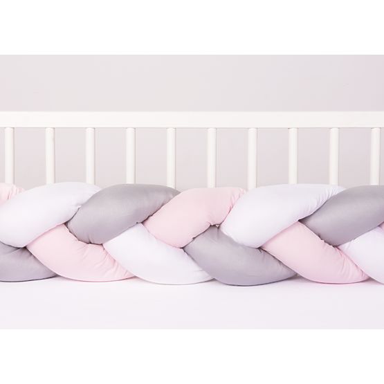 Pletený chránič do postýlky Pink 200 cm