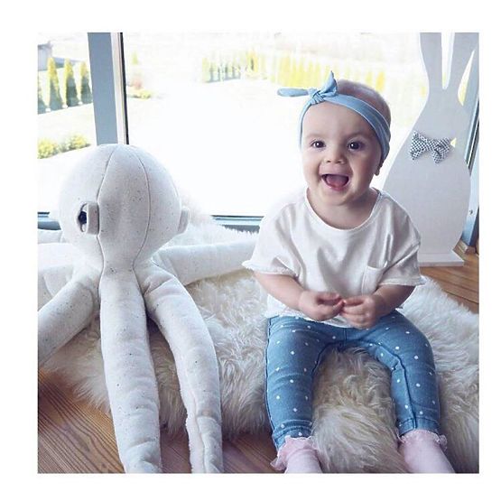 Plyšová chobotnice - ecru