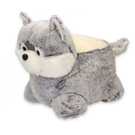 Plyšový taburet pejsek Husky sedátko