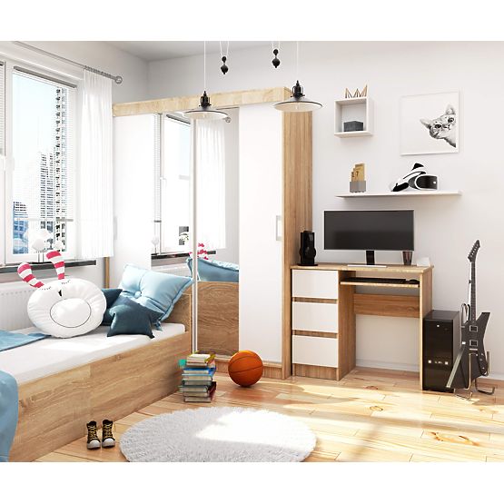 POČÍTAČOVÝ STŮL A-6 90 cm LEVÝ PK SONOMA / BÍLÝ