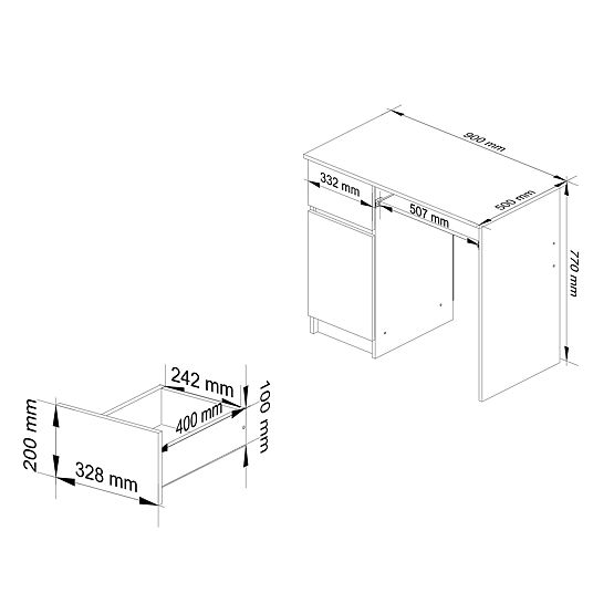 POČÍTAČOVÝ STŮL PIKSEL BÍLÝ / ŠEDÝ - LEVÝ