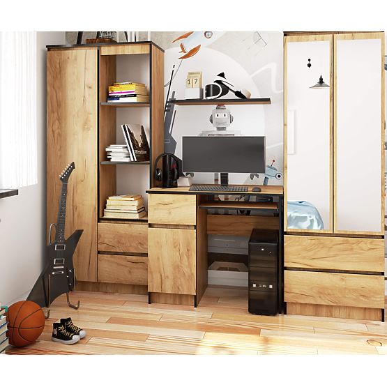 POČÍTAČOVÝ STŮL PIKSEL PK DUB CRAFT - LEVÝ