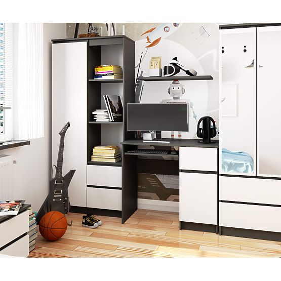 POČÍTAČOVÝ STŮL PIKSEL PK ŠEDÝ / BÍLÝ - PRAVÝ