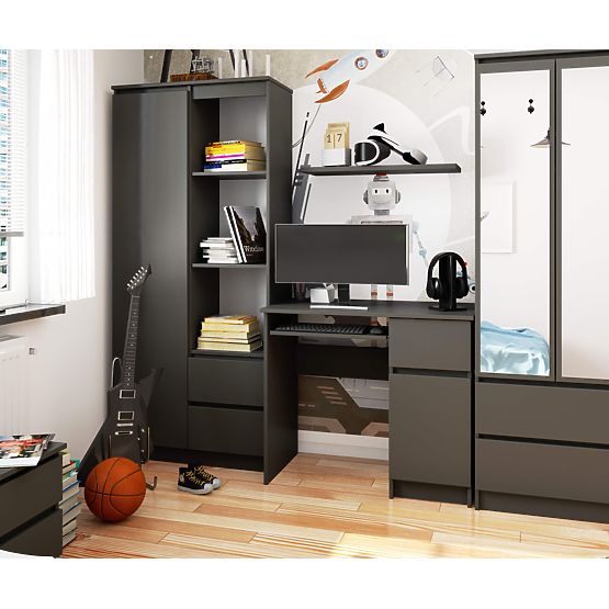 POČÍTAČOVÝ STŮL PIKSEL PK ŠEDÝ - PRAVÝ