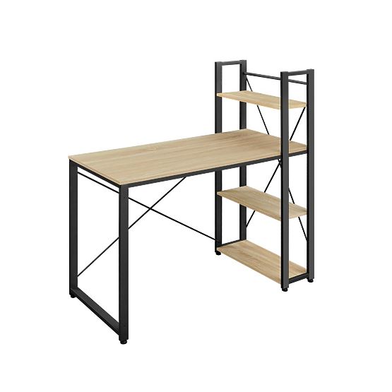 Počítačový stůl s regálem a nastavitelnými nožkami dub sonoma