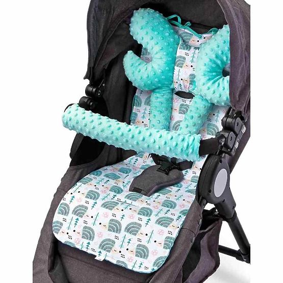 Podložka do kočárku Deluxe Sensillo z Minky polštářkem mátová Zelená