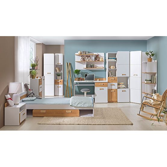 Police L8 - bílá / dub nash