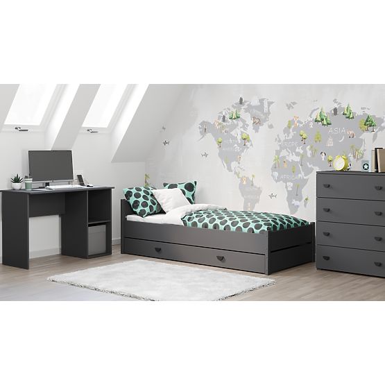 Postel MARCEL 200x90 šedá se zásuvkou