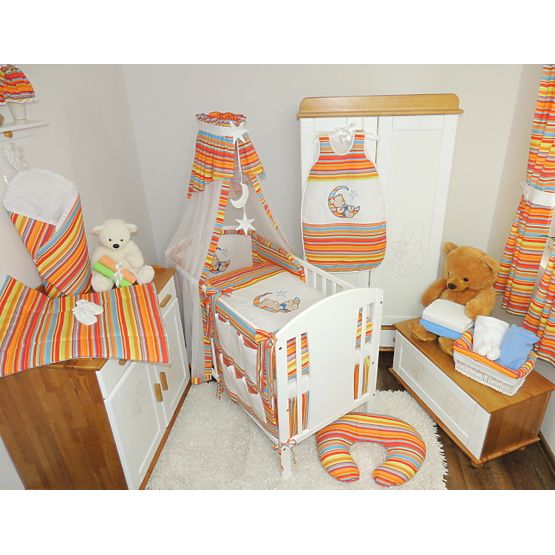 Povlečení do postýlky - pruhy červená