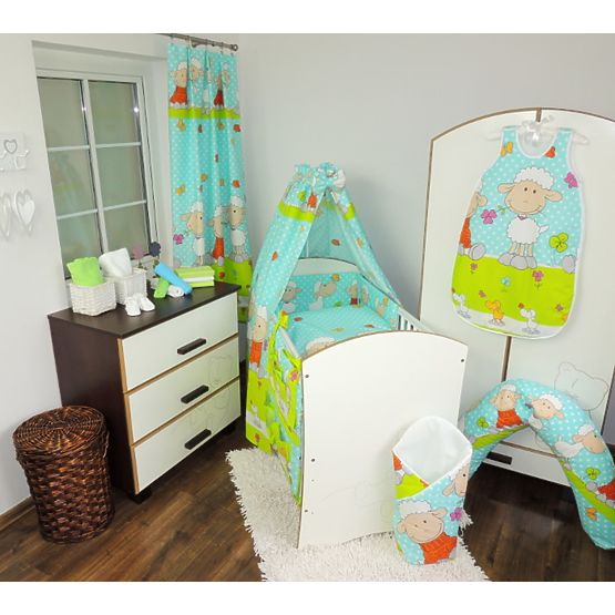 Povlečení do postýlky - Tyrkysová ovečka - 135x100 cm