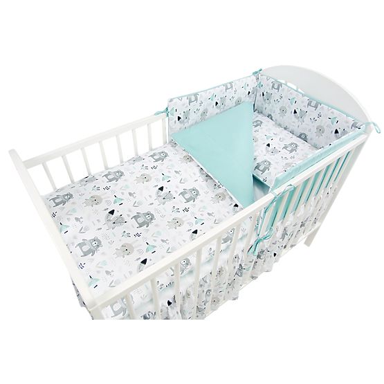 Povlečení do postýlky Zvířátka - mátová