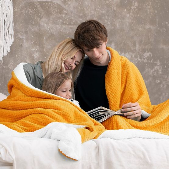 Přehoz SHLEEPY oranžový s žakárovým vzorem klasický styl 170x210