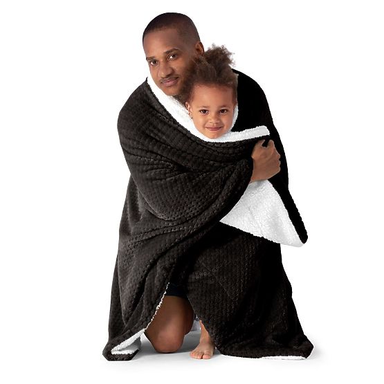 Přikrývka SHLEEPY černá s žakárovým vzorem klasický styl 130x180