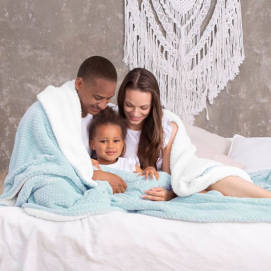 Přikrývka SHLEEPY modrá s žakárovým vzorem klasický styl 130x180