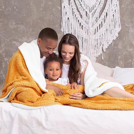 Přikrývka SHLEEPY oranžová žakárově ražená klasický styl 130x180