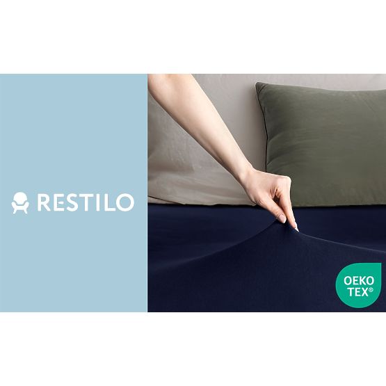 Prostěradlo AMBER barva námořnická modrá klasický styl materiál jersey 80-90x200 DecoKing