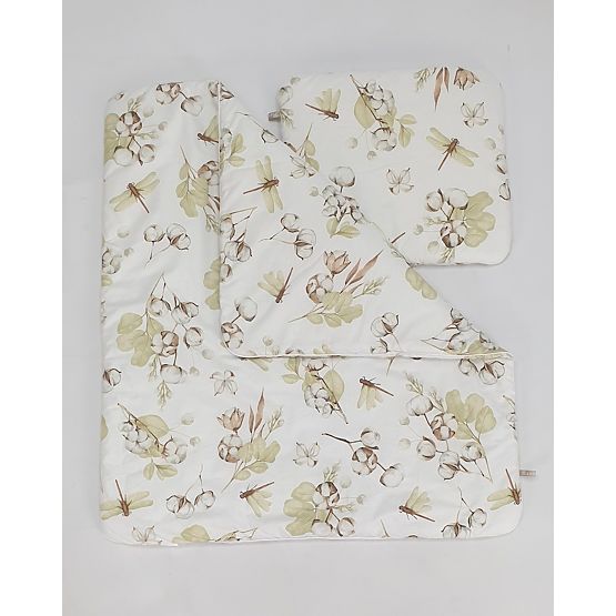 Proutěná postýlka s výbavou pro miminko - Květy bavlny