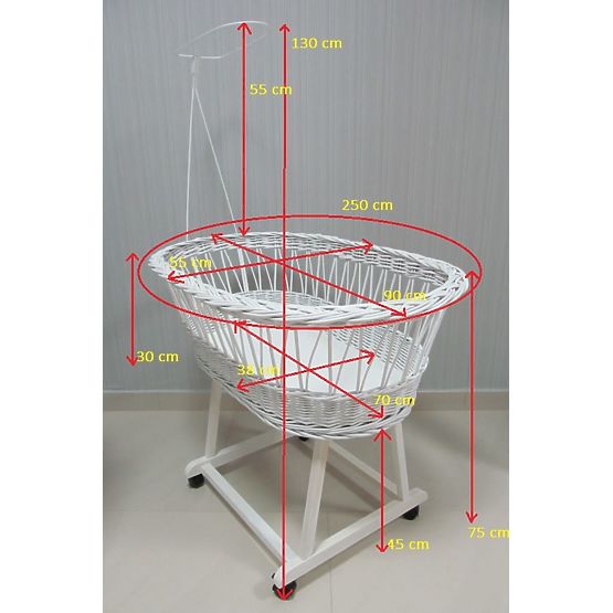 Proutěná Teddy postýlka pro miminko – přírodní barva s béžovou výbavou