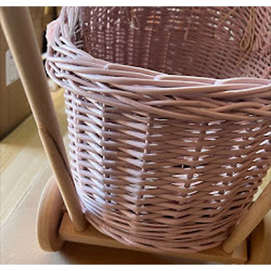 BAZAR - Proutěný kočárek pro panenky Lilu - růžový