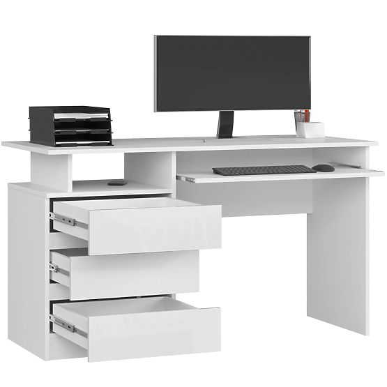 PSACÍ STŮL CLP 135cm PK BÍLÝ / BÍLÝ LESK