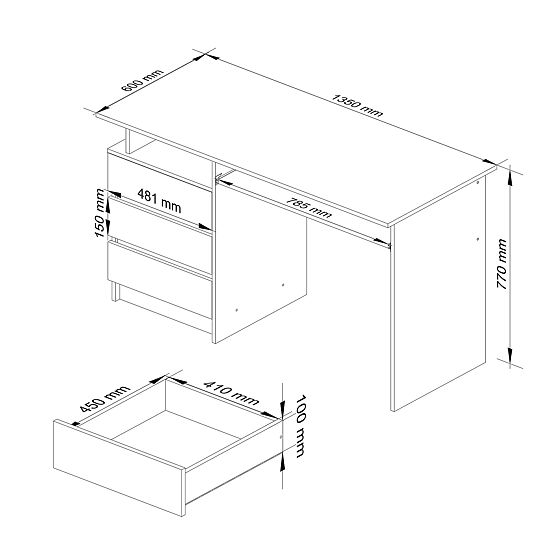 PSACÍ STŮL CLP 135cm PK BÍLÝ / ČERNÝ LESK