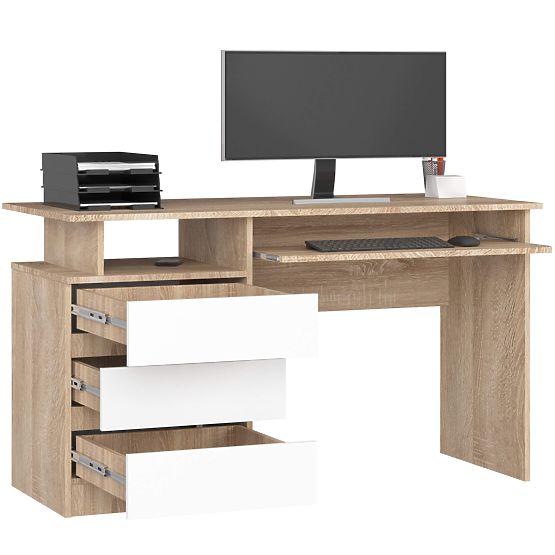 PSACÍ STŮL CLP 135cm PK SONOMA / BÍLÝ