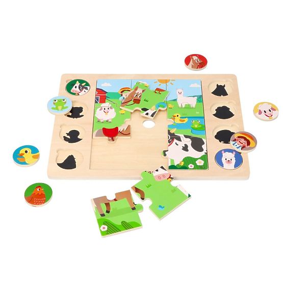 Puzzle 2v1 Farma - skládačka najdi stín
