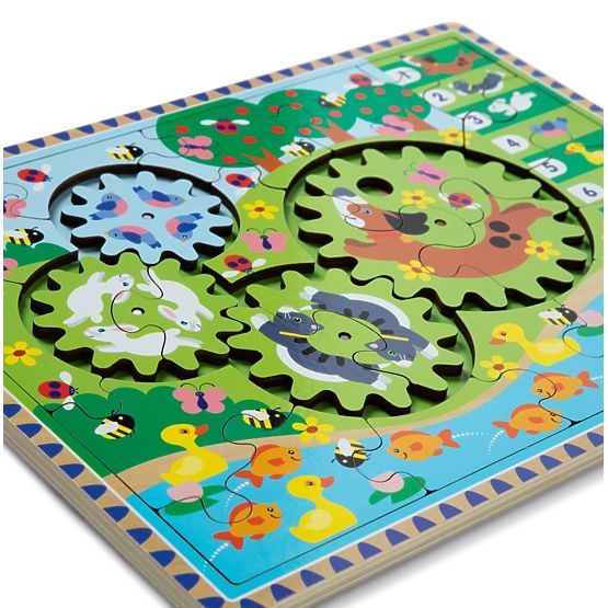 Puzzle s ozubenými koly Závod zvířat