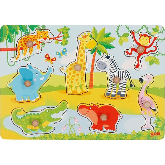 Puzzle s úchyty, africká zvířata