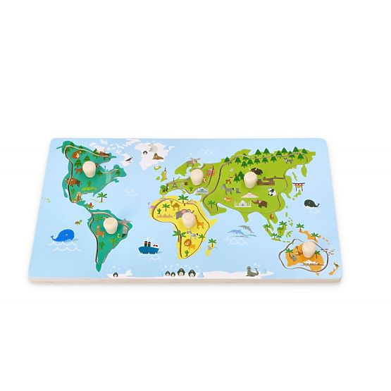 Puzzle s úchyty mapa světa