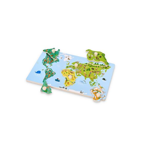 Puzzle s úchyty mapa světa