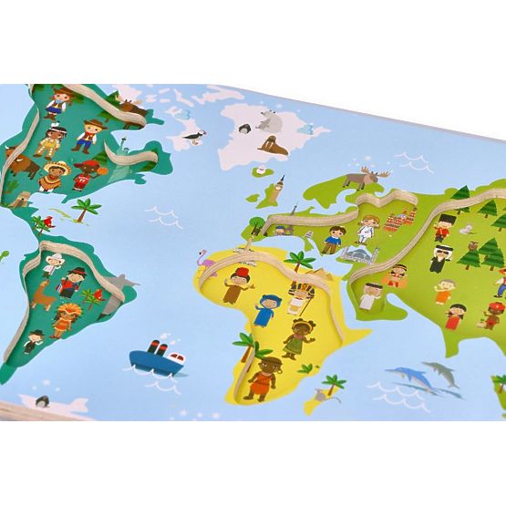 Puzzle s úchyty mapa světa