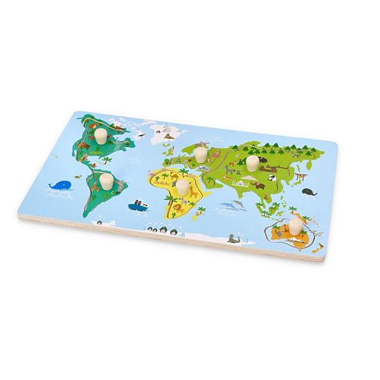 Puzzle s úchyty mapa světa
