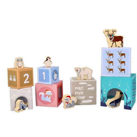 Pyramida z kelímků arktická zvířata