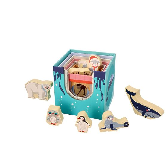 Pyramida z kelímků arktická zvířata