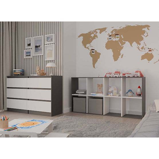 Regál Malax 2X4 ANTRACIT BÍLÁ