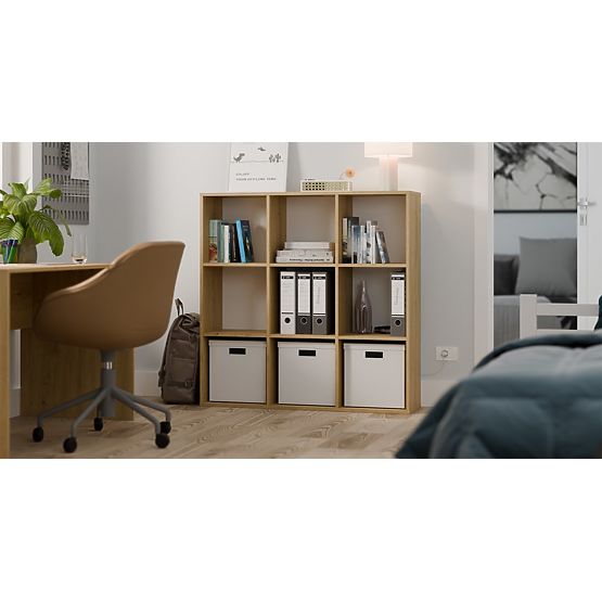 REGÁL MALAX 3x3 H DUB ARTISAN S PEVNÝM ZADNÍM HDF POLICEMI 110x110 CM