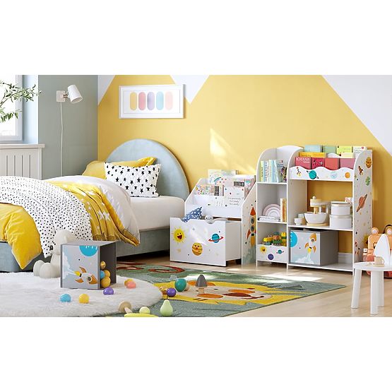 Regál na hračky skříňka pro děti 5 polic 2 úložné boxy přihrádky na knihy